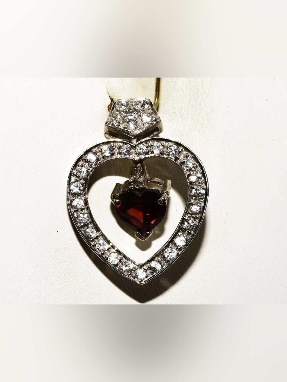 .925 Sterling Silver Garnet Topaz Cluster Heart Pendant for Capricorn